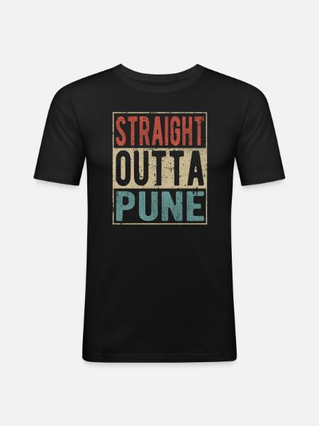 Straight outta Pune - Men's Slim Fit T-Shirt - black