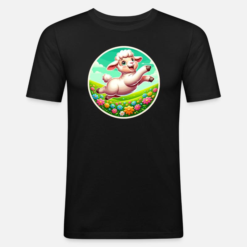 Schafweide - Männer Slim Fit T-Shirt - Schwarz
