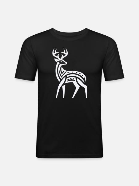 Deer Native American Zodiac - Men's Slim Fit T-Shirt - black