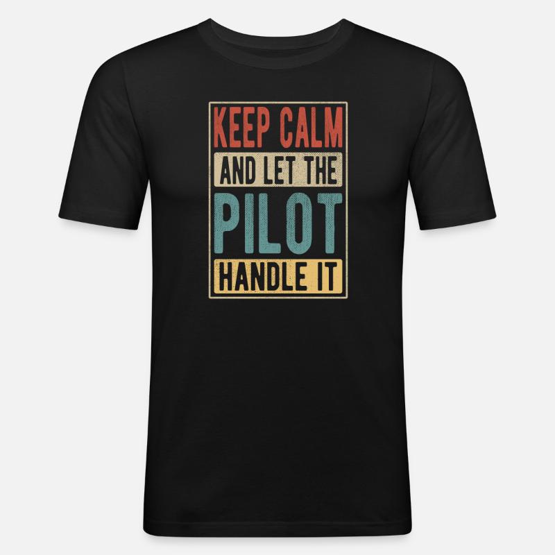 Pilot Retro Geschenk - Männer Slim Fit T-Shirt - Schwarz