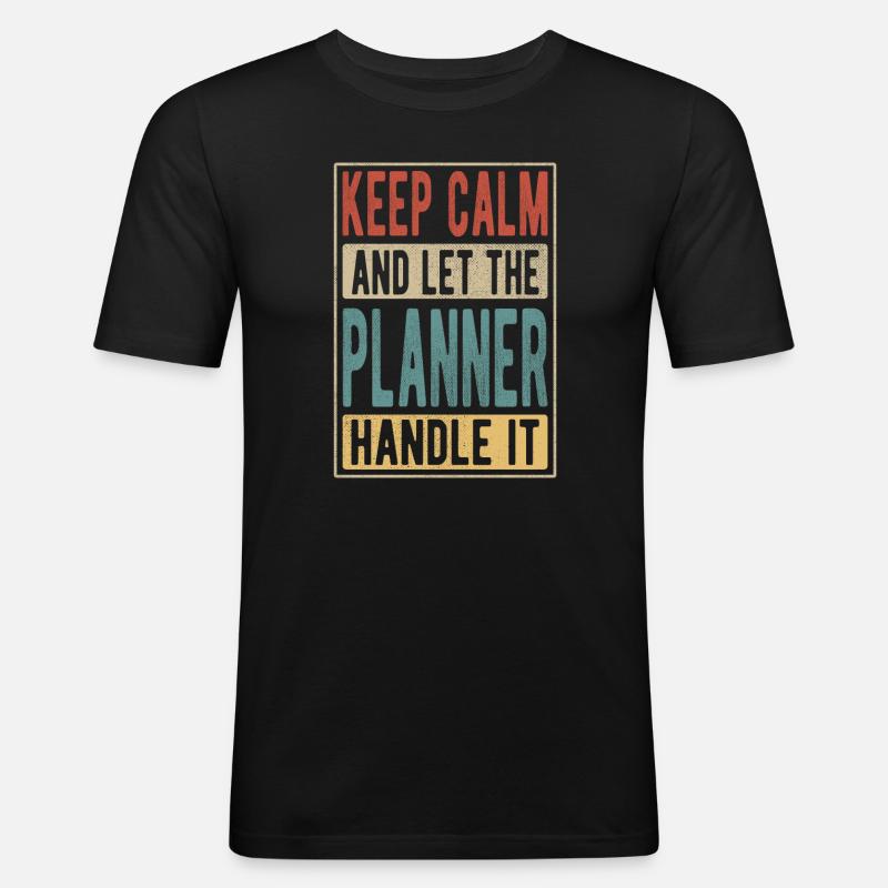 Planer Retro Geschenk - Männer Slim Fit T-Shirt - Schwarz