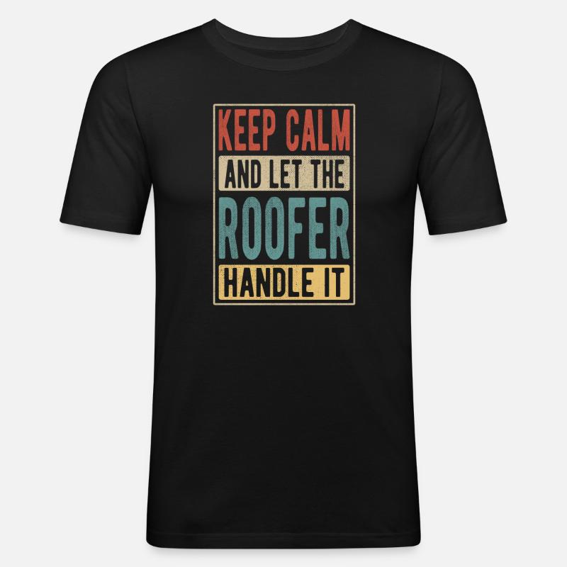 Dachdecker Retro Geschenk - Männer Slim Fit T-Shirt - Schwarz
