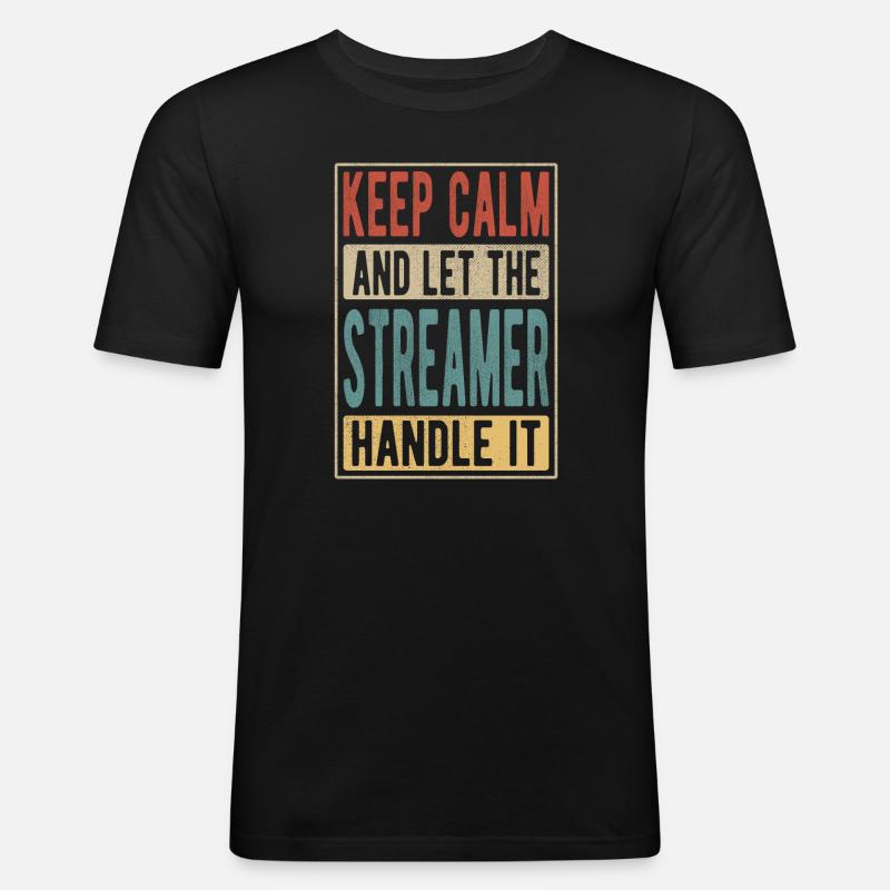 Streamer Retro Geschenk - Männer Slim Fit T-Shirt - Schwarz