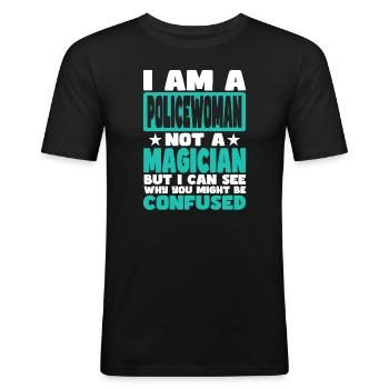 Policière - T-shirt près du corps Homme - noir - Devant - Nik (191cm)