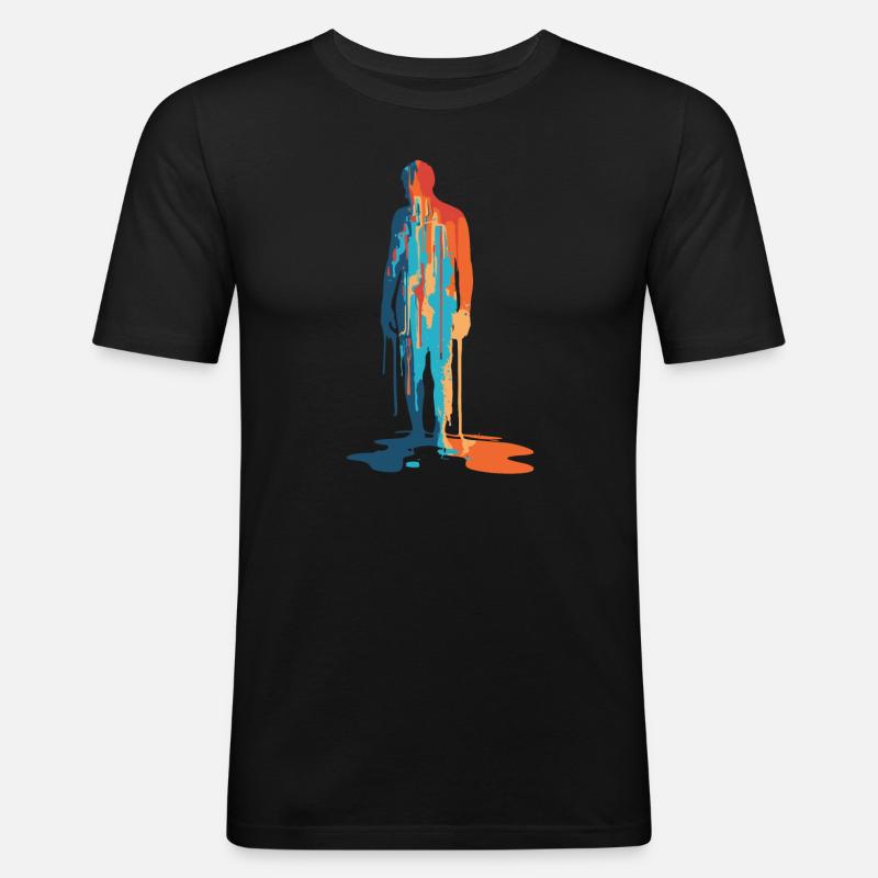 Farbexplosion Moderne Silhouette - Männer Slim Fit T-Shirt - Schwarz