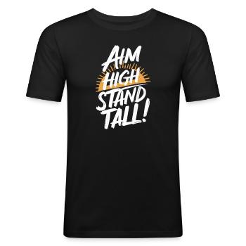 Ahm High Stand Tall Sunrise - Men's Slim Fit T-Shirt - black - Front - Nik (191cm)
