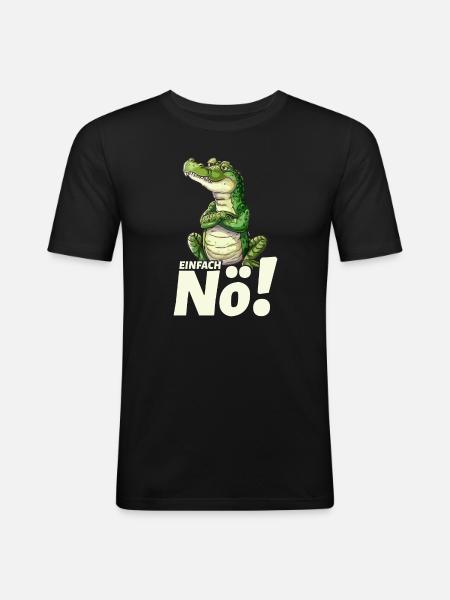 Crocodile with simply nope saying - Men's Slim Fit T-Shirt - black