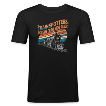 Trainspotters: Always on the right track - Men's Slim Fit T-Shirt - black - Front - Nik (191cm)