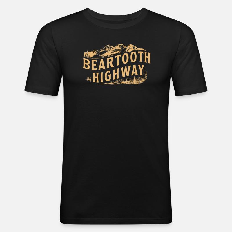 Beartooth Highway Abenteuer Berge - Männer Slim Fit T-Shirt - Schwarz