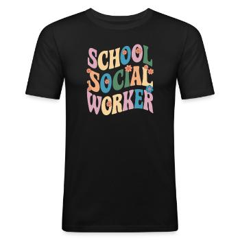 School Social Worker Floral Design - Men's Slim Fit T-Shirt - black - Front - Nik (191cm)