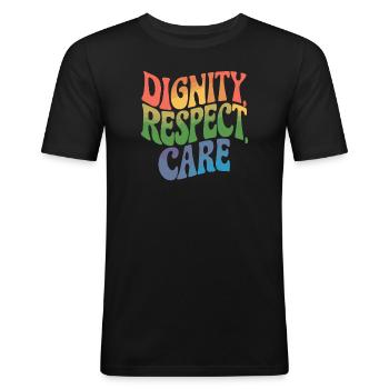 Sozialarbeiter Sozialarbeit Würde, Respekt, - Männer Slim Fit T-Shirt - Schwarz - Vorne - Nik (191cm)