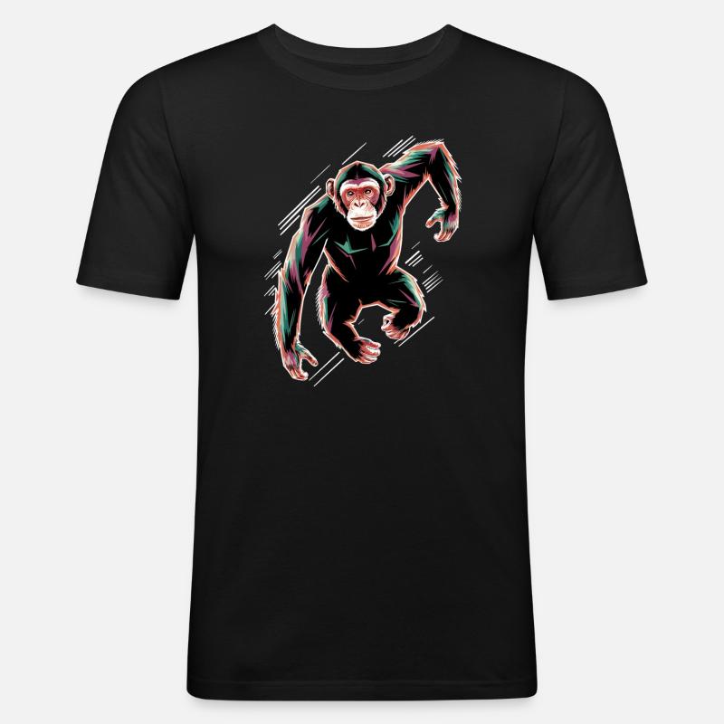 Dynamisches Schimpansen-Motiv - Männer Slim Fit T-Shirt - Schwarz