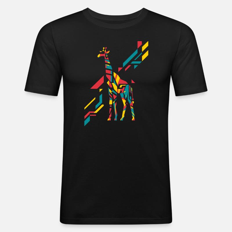 Bunte Abstrakte Giraffe Kunst - Männer Slim Fit T-Shirt - Schwarz