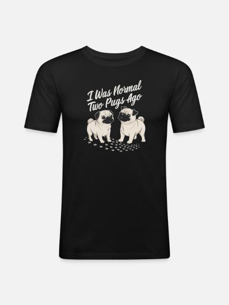 I was normal in front of two boobs - Men's Slim Fit T-Shirt - black
