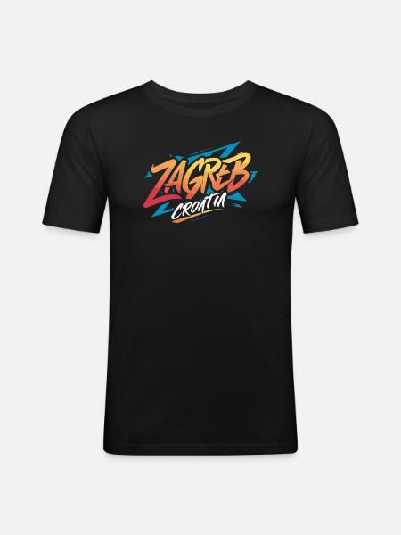 Zagreb Croatia Souvenir - Men's Slim Fit T-Shirt - black