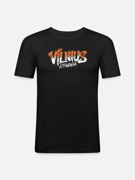 Vilnius Lithuania Souvenir - Men's Slim Fit T-Shirt - black