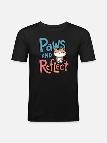 Poter og reflekterer kattepoter og yogameditasjon - Slim Fit T-skjorte for menn - svart