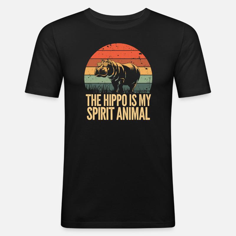 Das Nilpferd Ist Mein Geisttier - Männer Slim Fit T-Shirt - Schwarz