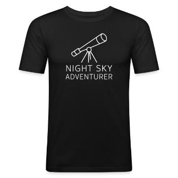 Ciel nocturne Aventurier Astronome amateur - T-shirt près du corps Homme - noir - Devant - Nik (191cm)