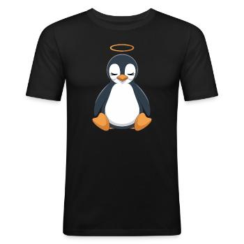 Cute penguin with halo - Men's Slim Fit T-Shirt - black - Front - Nik (191cm)