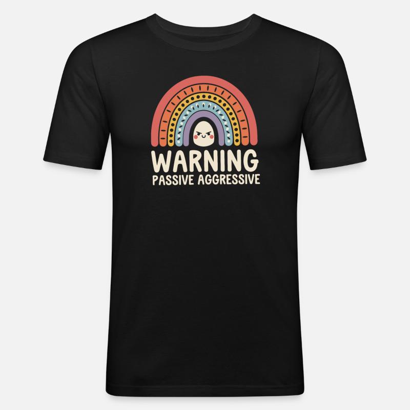 Caution Passive Aggressive Rainbow - Men's Slim Fit T-Shirt - black