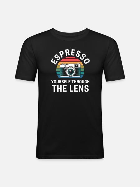 Déplier à travers l’objectif Photographe - T-shirt près du corps Homme - noir