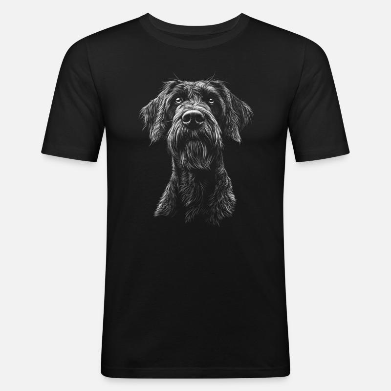 Deutsch Drahthaar Portrait Jagdhunde Hunde Jäger - Männer Slim Fit T-Shirt - Schwarz