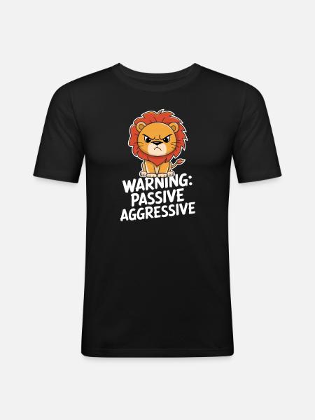 Warning: Passive, Aggressive, Leo - Men's Slim Fit T-Shirt - black
