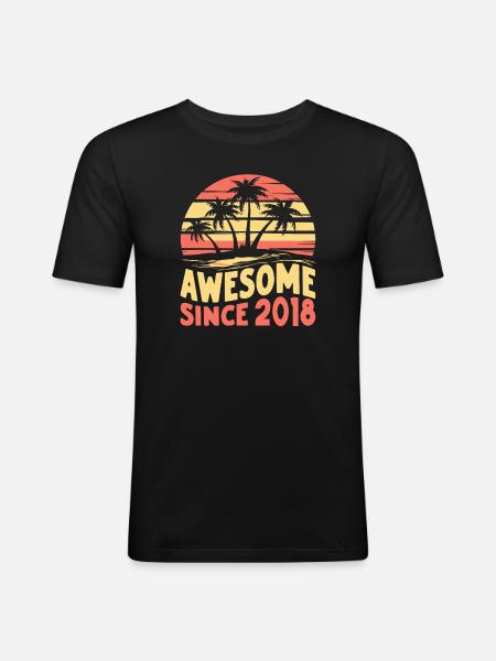 Awesome Since 2018 Birthday - Men's Slim Fit T-Shirt - black