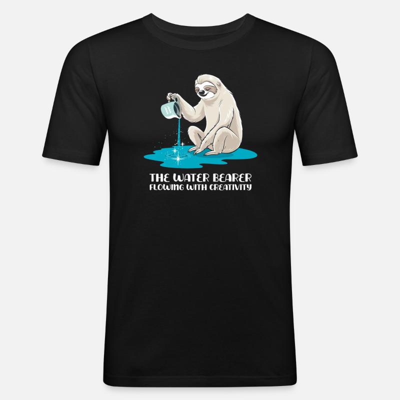Wassermann Faultier: Der Wasserträger der - Männer Slim Fit T-Shirt - Schwarz