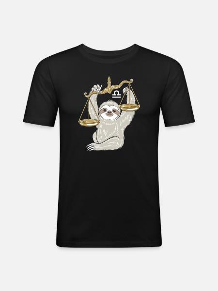 Libra Sloth Libra Zodiac Sign - Men's Slim Fit T-Shirt - black