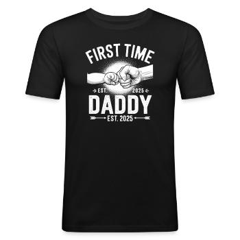 Erstes Mal Papa Seit 2025 - Männer Slim Fit T-Shirt - Schwarz - Vorne - Nik (191cm)