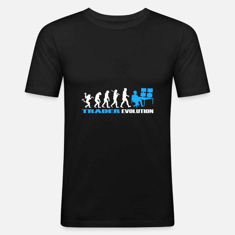 Trader Trading Evolution - Männer Slim Fit T-Shirt - Schwarz