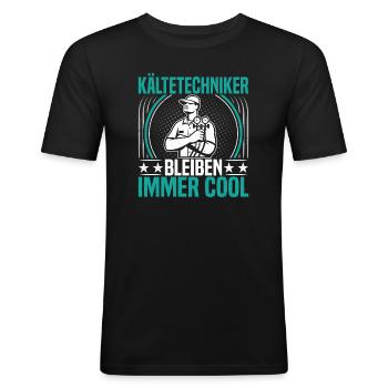 Ajusteur de systèmes de réfrigération Artisan frigoriste pour - T-shirt près du corps Homme - noir - Devant - Nik (191cm)