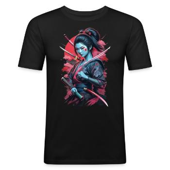 Japanese Katana Woman - Men's Slim Fit T-Shirt - black - Front - Nik (191cm)