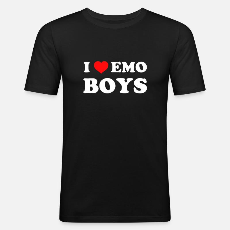 J’aime les garçons Emo - T-shirt près du corps Homme - noir