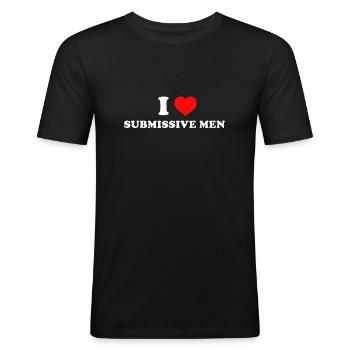 J’aime les hommes soumis - T-shirt près du corps Homme - noir - Devant - Nik (191cm)