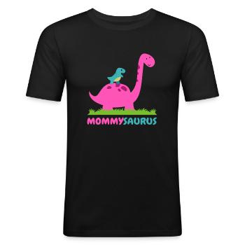Dinosaurier Mama Mama Saurus Muttertag - Männer Slim Fit T-Shirt - Schwarz - Vorne - Nik (191cm)