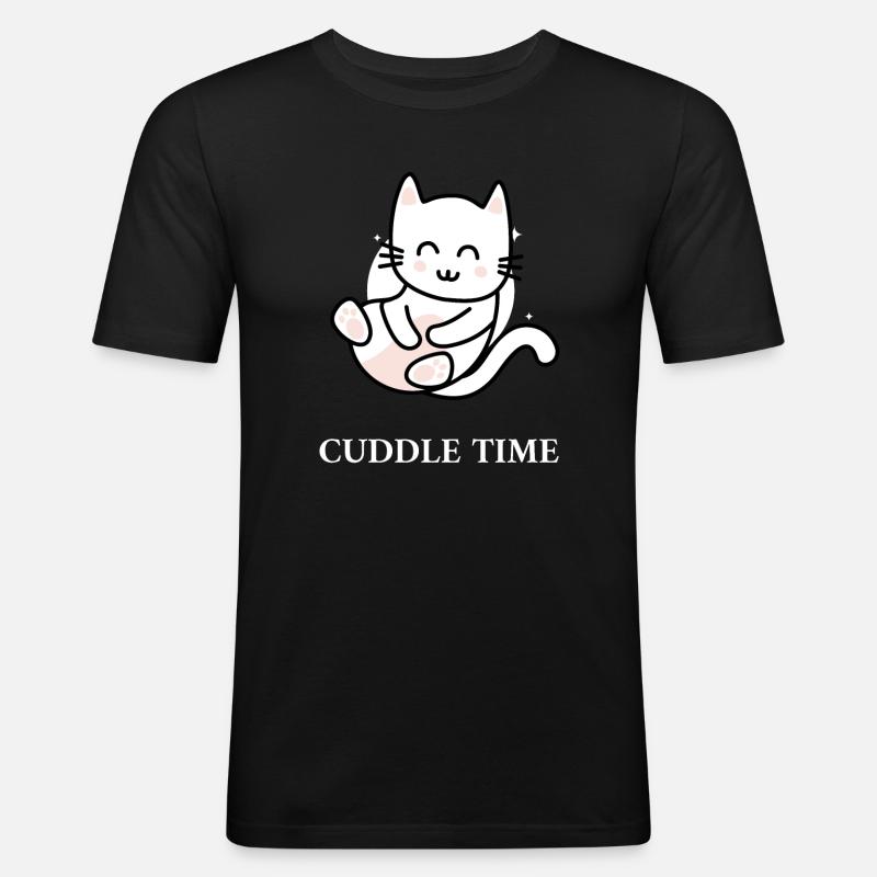 Cuddle Time katze - Männer Slim Fit T-Shirt - Schwarz