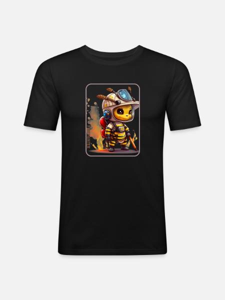 Bee firefighter - Men's Slim Fit T-Shirt - black