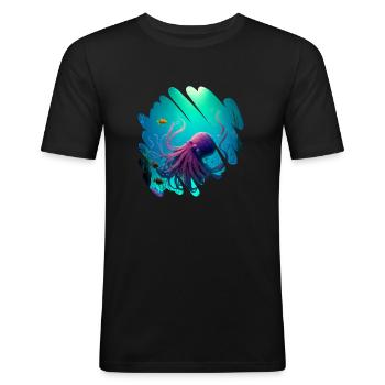 Ocean animals, octopus - Men's Slim Fit T-Shirt - black - Front - Nik (191cm)