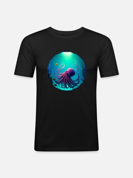 Ocean Life, octopus - Men's Slim Fit T-Shirt - black