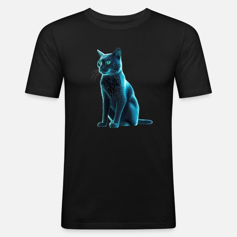 Cyber-Kätzchen - Männer Slim Fit T-Shirt - Schwarz
