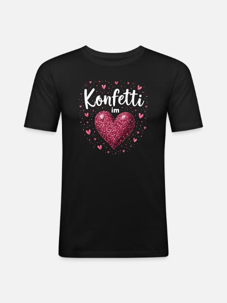 Konfetti im Herzen - Männer Slim Fit T-Shirt - Schwarz