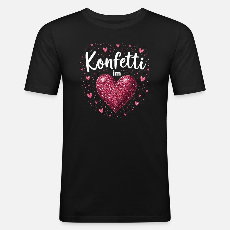 Konfetti im Herzen - Männer Slim Fit T-Shirt - Schwarz