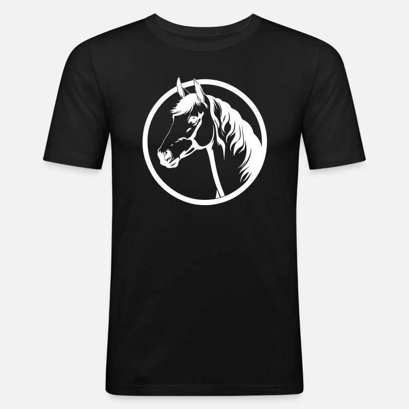 Pferd - Männer Slim Fit T-Shirt - Schwarz