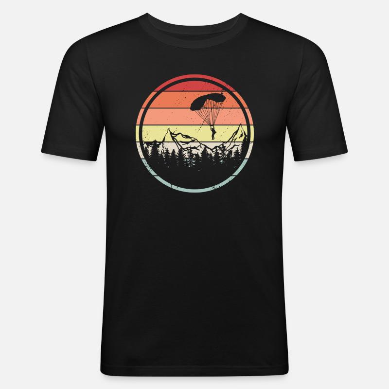 Gleitschirm Fallschirmspringen Geschenkidee Retro - Männer Slim Fit T-Shirt - Schwarz
