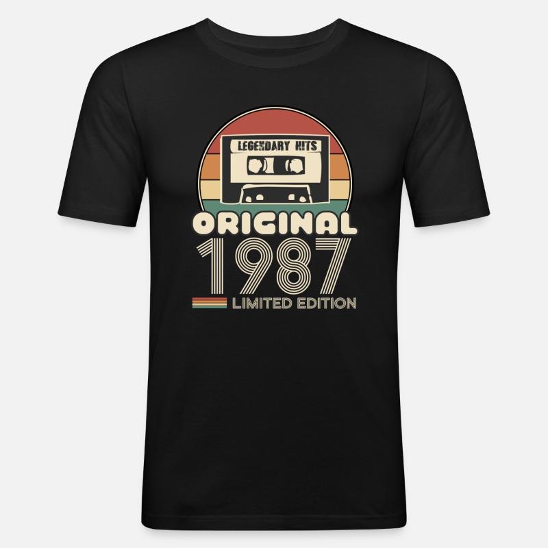 1987 - Männer Slim Fit T-Shirt - Schwarz