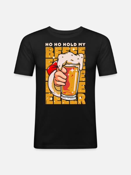 Christmas hoho hold my beer - Men's Slim Fit T-Shirt - black