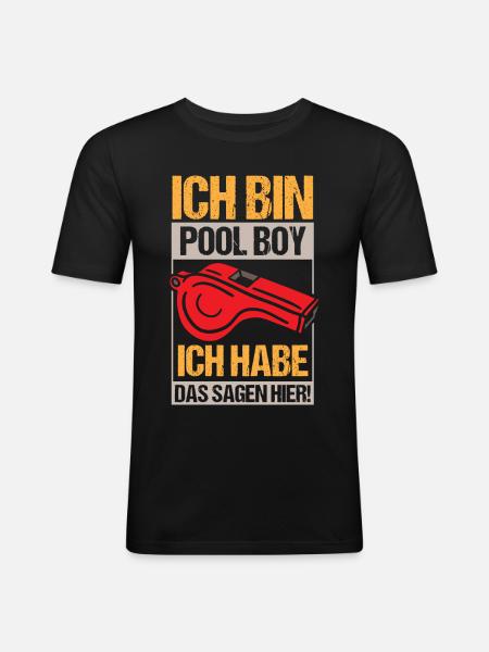 Schwimmmeister Pool Boy - Männer Slim Fit T-Shirt - Schwarz